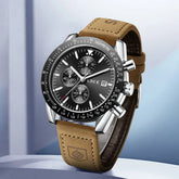 LIGE Leather Watches Men Fashion Business 30M Waterproof Quartz Wristwatch Chronograph Date Luxury Luminous Sports Man Watch+Box Khamik Shop Online