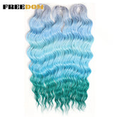 FREEDOM Synthetic Curly Braiding Hair Extensions 24 Inch/60 cm Long Deep Wavy Twist Crochet Braids Hair Ombre Brown Rainbow Hair Khamik Shop Online