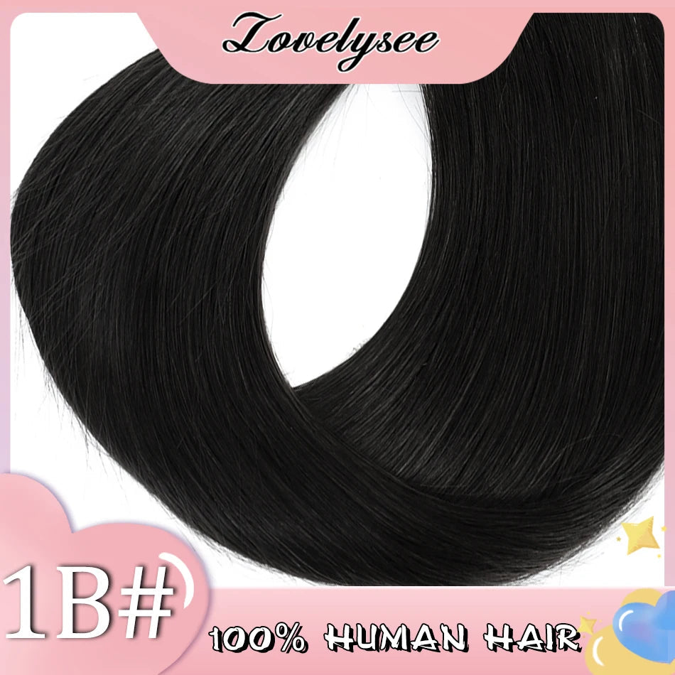 Lovelysee 3/4 Half Wig Human Hair With Clip in Hair Extensions Silky Straight Remy Hair Brown Color Soft 150% 180% Wig For Women Khamik Shop Online