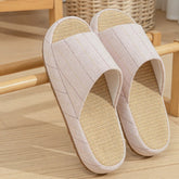 Summer Women Home Slippers Linen Summer Flats Shoes Breathable Sandals Comfortable Non-Slip Soft Slides Indoor Men Slippers Khamik Shop Online