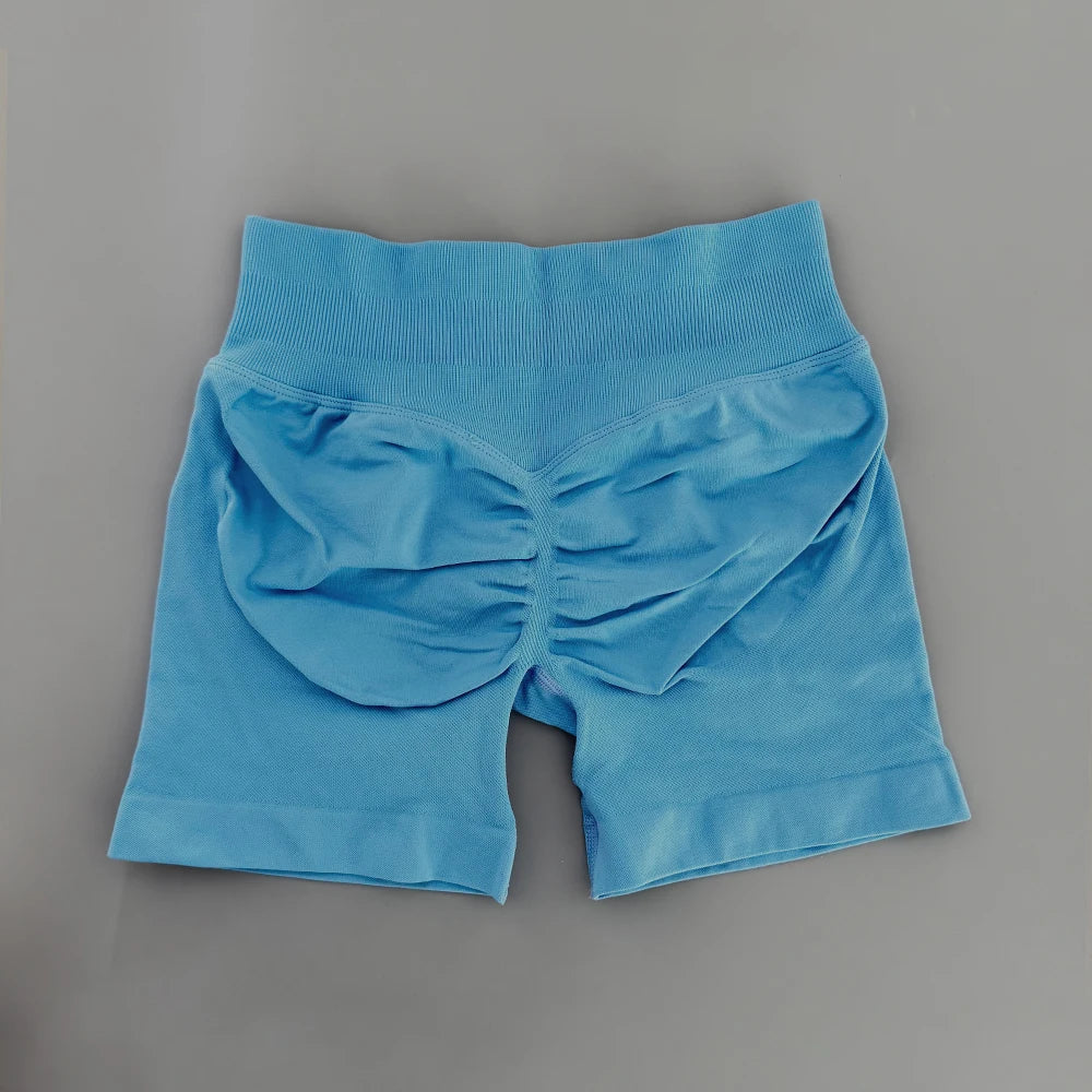 AURA SHARK Shorts 4.5" Women Fitness Sports Biker Shorts Low Ribbed Band Gym Workout Scrunch Butt Yoga Seamless Leggings Khamik Shop Online