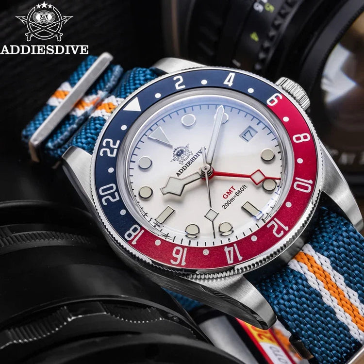 ADDIESDIVE Reloj Hombre Men Watches 20Bar Diving BGW9 Luminous AD2044 Swiss Ronda 515-24H GMT Watch Quartz Watch Khamik Shop Online