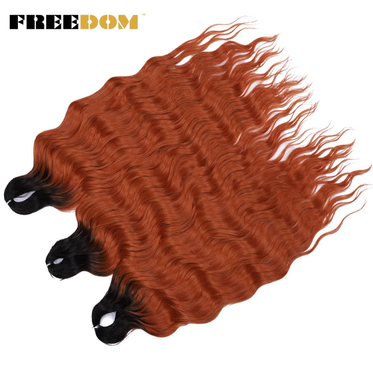 FREEDOM Synthetic Curly Braiding Hair Extensions 24 Inch/60 cm Long Deep Wavy Twist Crochet Braids Hair Ombre Brown Rainbow Hair Khamik Shop Online