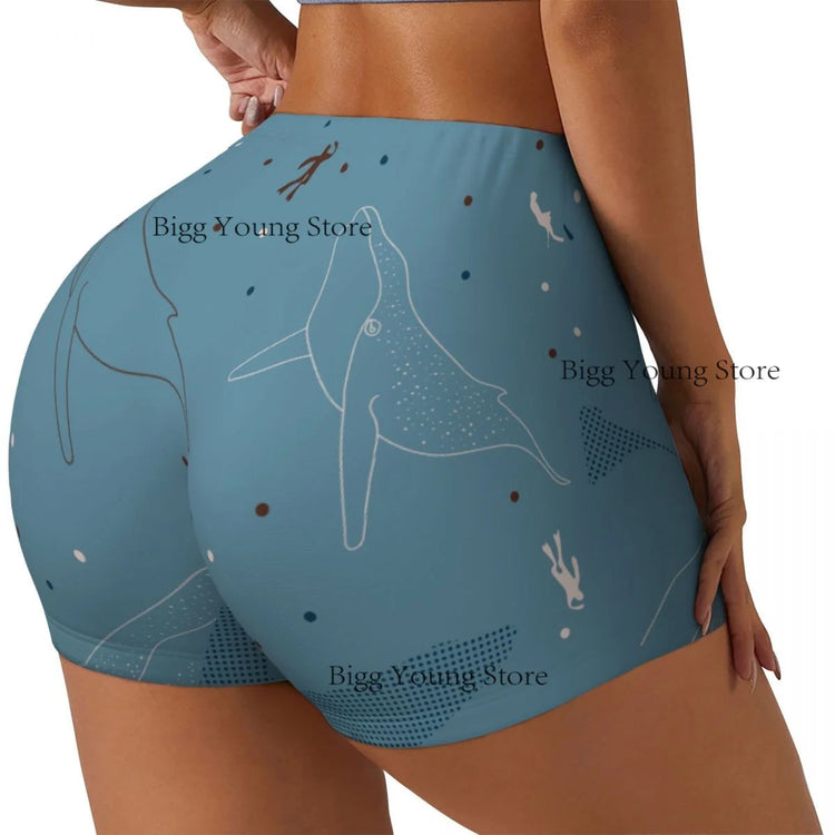 Women Yoga Shorts Sharks And Whales Workout Shorts Fitness quick-dry Ladies Yoga Gym Running Booty Shorts Pants Sportswear Khamik Shop Online