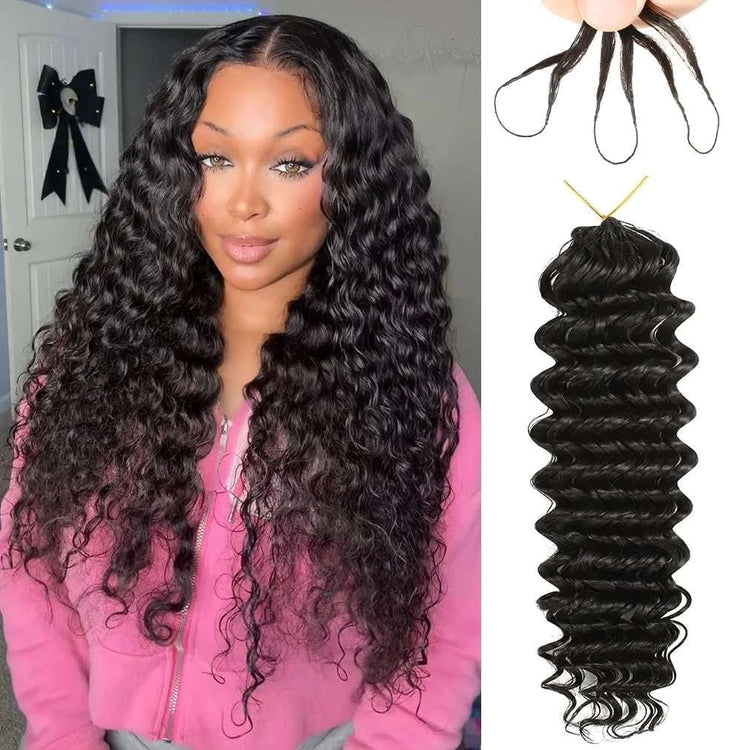 Geeta 100% Human Hair Feather Crochet 12A 240g 300g Deep Wave Pre-Separated Feather Crochet Invisible Crochet Hair Extensions Khamik Shop Online