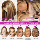 Highlight Dark Brown Blonde Straight Bob Wig 200 Density Virgin Human Hair 13x4 Lace Front Wigs HD Lace Wigs For Black Women Khamik Shop Online