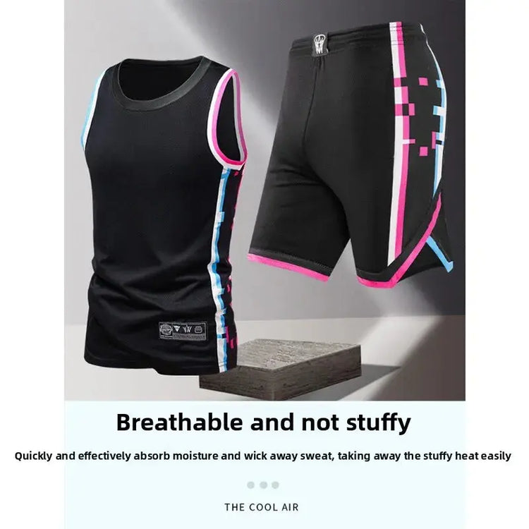 Summer Daily Outdoor Leisure Trend Versatile Sportswear Men Fashion Trend Sports Sleeveless Vest Five Quarter Shorts 2-piece Set Khamik Shop Online