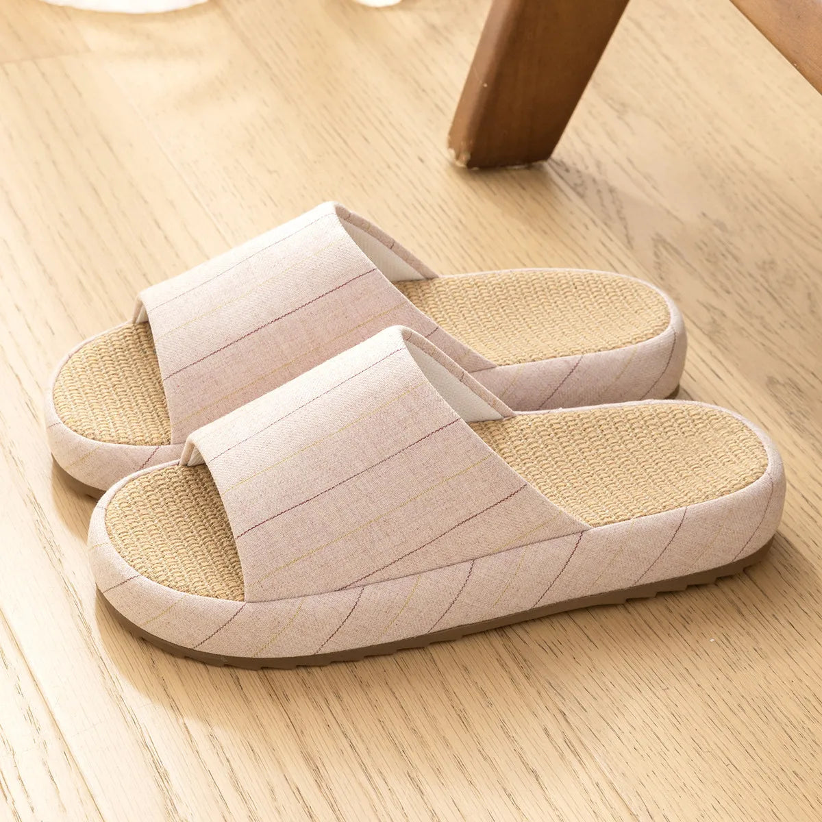 Summer Women Home Slippers Linen Summer Flats Shoes Breathable Sandals Comfortable Non-Slip Soft Slides Indoor Men Slippers Khamik Shop Online