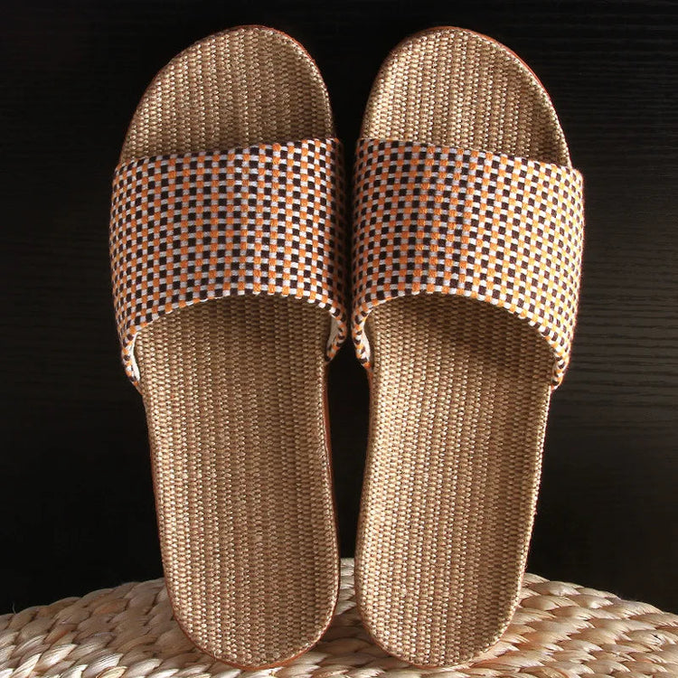 Mntrerm 2023 New Style Home Sandals Indoor Non-Slip Linen Slippers Men&