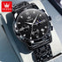 OLEVS 2858 Quartz Watch for Men Classic Three Eye Chronograph Small Dial 24 Hour Moon Phase Luxury Original Men&
