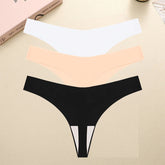 3PCS/SET Sexy G-String Underwear Female T-back Intimates Lingerie Seamless Low Waist Underpants 10 Color Lady Bikini Panty XS-XL Khamik Shop Online