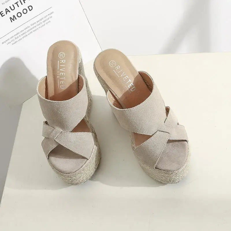 Women Sandals In Summer  Wedges Heels Platform Footwear 14cm High Heels Sandals Shoes For Lady Khamik Shop Online