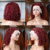 99J Burgundy Color Deep Wave Short Bob Human Hair Wigs 13x4 Lace Front Wig 10-16 Inch 100% Human Hair Curly Bob Wig 250% Density Khamik Shop Online