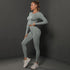 2Pcs Women Sets Energy Seamless Gym Suits Bubble Butt Sports Pants+Long Sleeve Shirts Push Up Running Sets Tracksuits Tights Set Khamik Shop Online