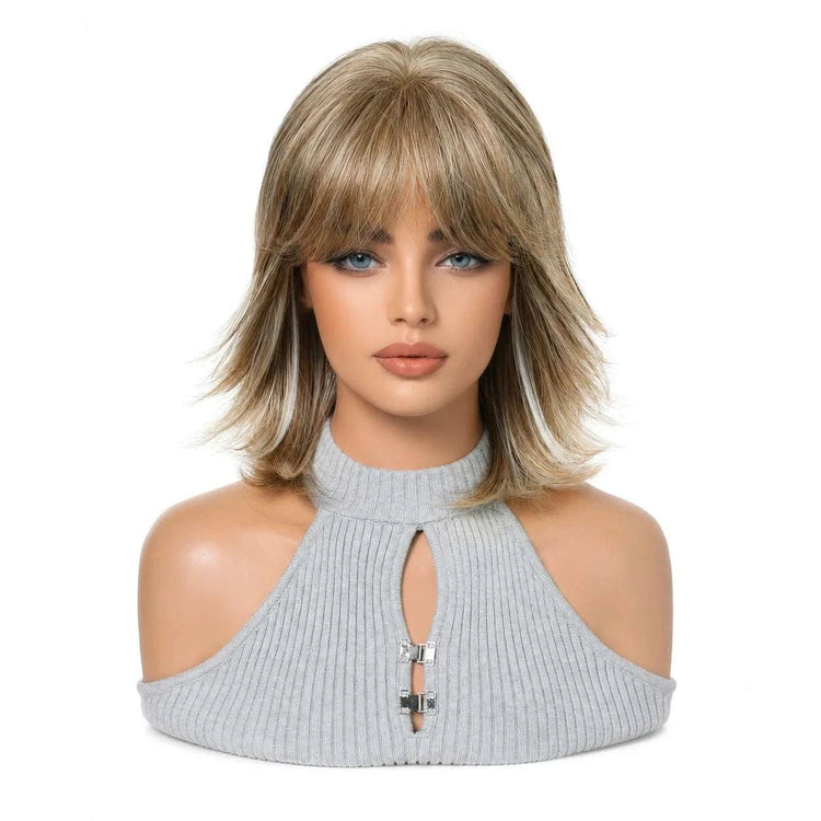 Fashionable wig headband with golden short hair, layered short curly hair, synthetic synthetic synthetic wig headband Khamik Shop Online