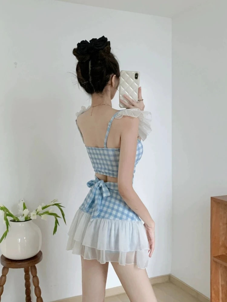 Ladies Slimming Halter Bathing Suit Cute Bowknot Retro High Neck Swimwear Fashion Summer Vacation Pool Party Outfits Khamik Shop Online