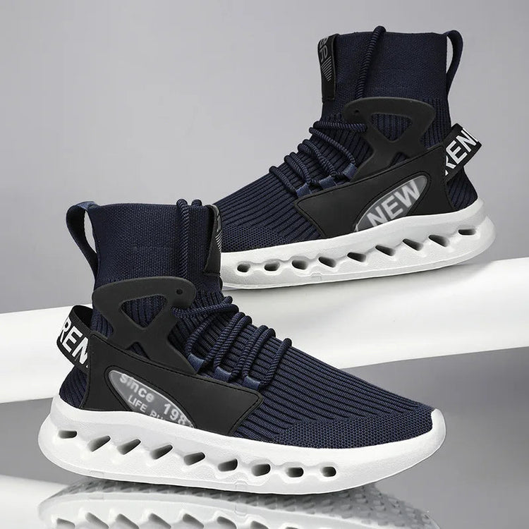 Trendy Men High Top Sock Shoes Breathable Mesh Thick Sole Trend Man Sneakers Fashion Youth Casual Running Sports Shoes for Men Khamik Shop Online