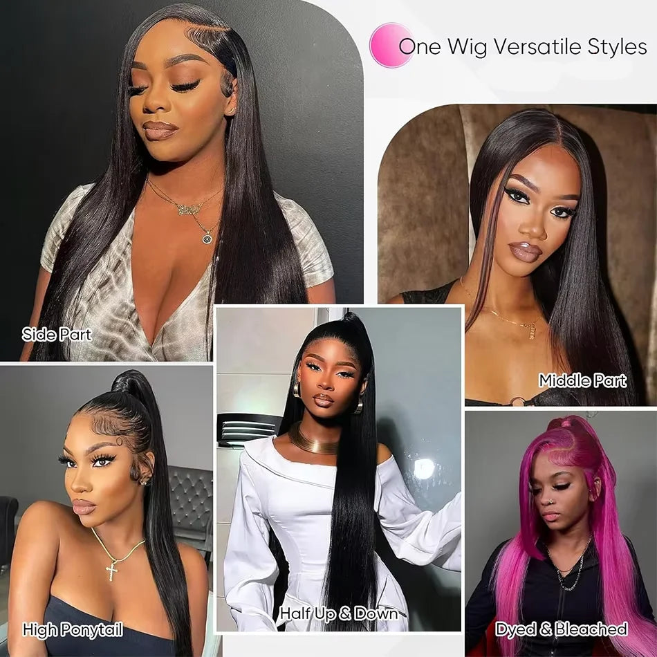 Natural Black Bone Straight Human Hair Front Wig 360 13x6 13x4 7x6 HD Lace Brazilian Human Hair Natural Hairline No Shed No Tangle For Women Daily Work Party Wear 38 40 Inch Khamik Shop Online