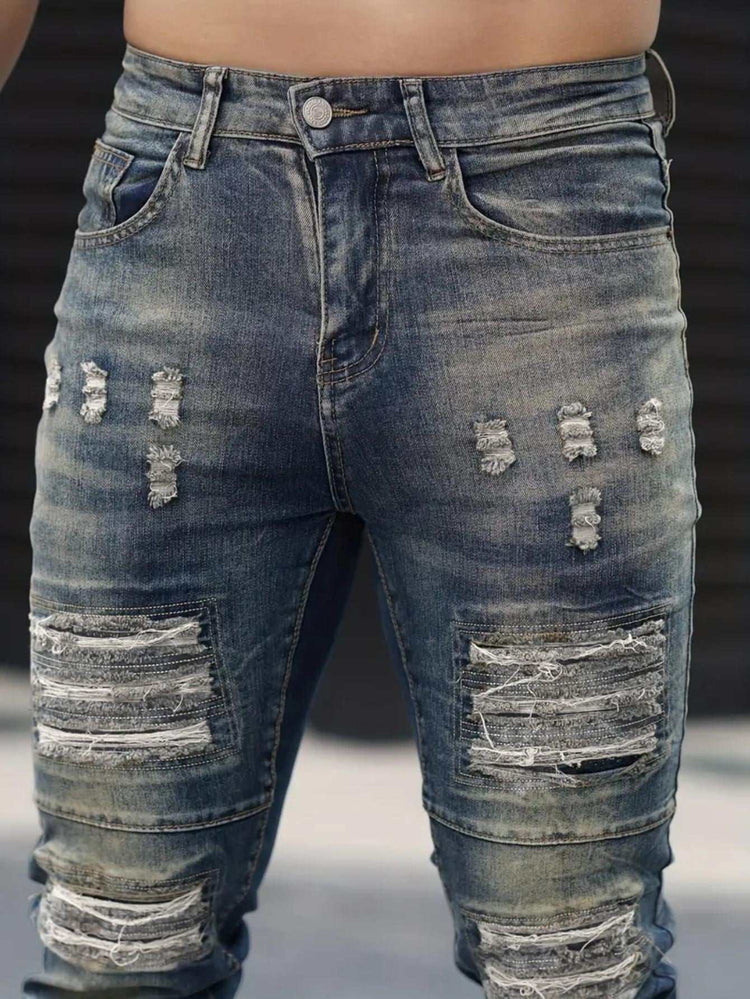 Men’s Ripped Stretch Jeans – Navy High Street | Urban Cool 25 Edition Carmine Juneberry