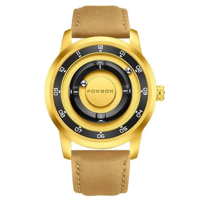 FOXBOX Magnetic Driven Watch Fashion Waterproof Quartz Wristwatch Rolling Steel Ball Pointer Sports Watches Military Clock+Box Khamik Shop Online