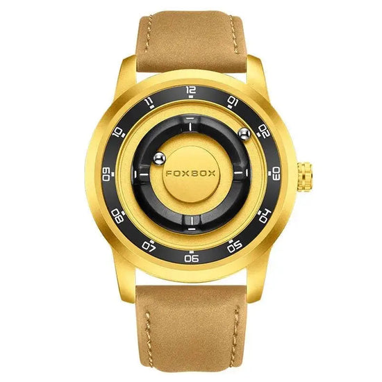 FOXBOX Magnetic Driven Watch Fashion Waterproof Quartz Wristwatch Rolling Steel Ball Pointer Sports Watches Military Clock+Box Khamik Shop Online