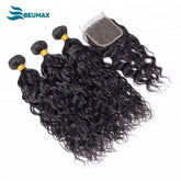 10A Grade 3/4 Water Wave Human Hair bundles with  4x4 Closures & 13x4 Cerise Alfie