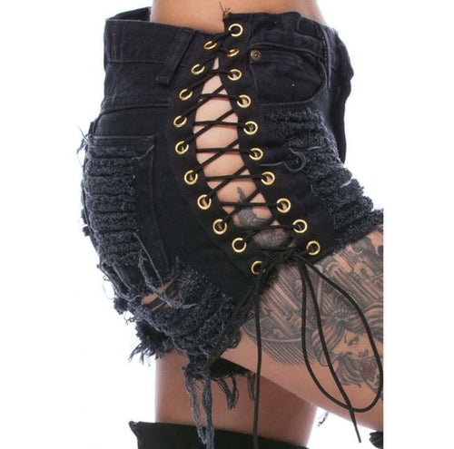 Bandage Shorts Womens Cotton Shorts Summer Pants Fashion Sexy Jeans Blue Charlie