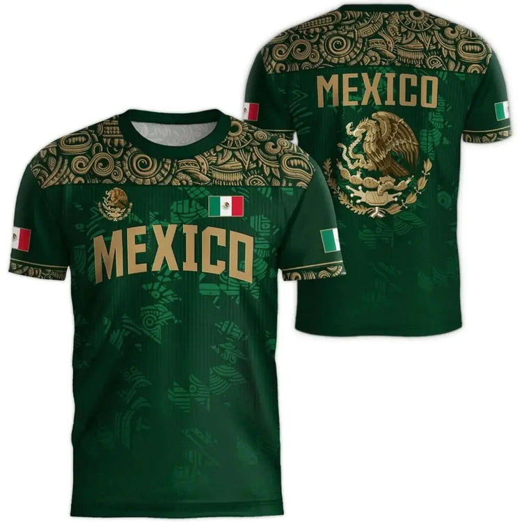 2026 Mexico National Flag Print T Shirt Men women 3D Eagle Pattern Short Sleeve Tees Outdoor Football Sports Clothes Casual Tops Khamik Shop Online