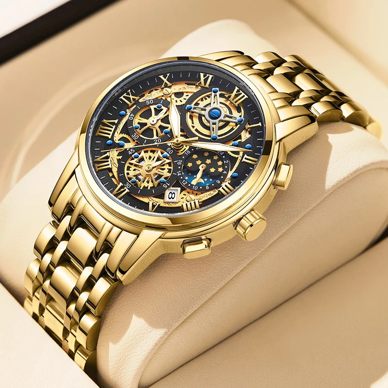 2024 New Fashion Gold Women Watch Top Brand Luxury Waterproof Watches for Women Sport Quartz Chronograph Relogio Feminino