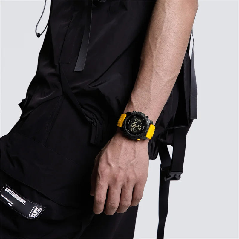 Brand Original Men Fashion Watch Water Resistant Personality Wristwatches Luxury Silicone Strap Electronic Clock 2024