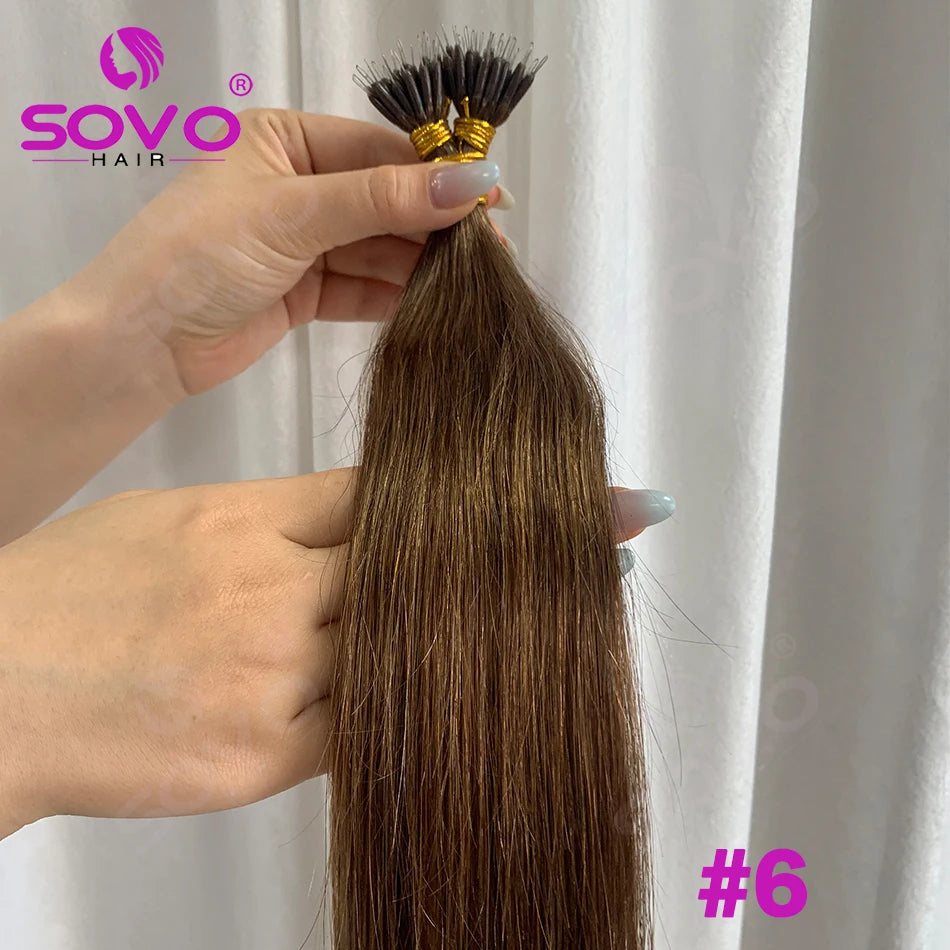 Nano Ring Hair Extensions Human Hair 100 Strands Remy European Straight Hair Natural Blonde Invisible Reusable Khamik Shop Online