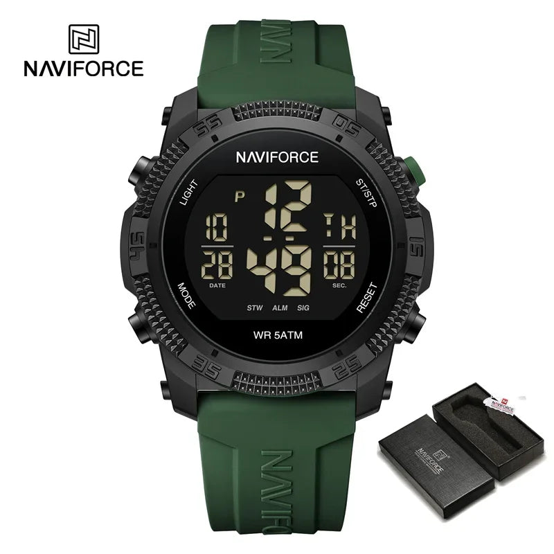 NF7104 Men'S LCD Digital Casual Date and Week Alarm Waterproof Silicone Strap Electronic Watch