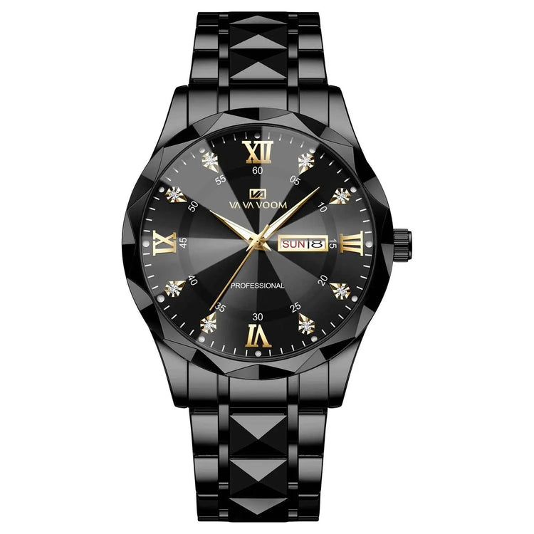 VA VA VOOM Hot Selling Original Blue Gold Quartz Watch Men Fashion High Quality Japanese Movement Gold Stainless Steel Fashion Clock Sports Gift Watch Men Rhombus Design Business Quartz Watch Men Fashion Gold Clock Sports Gift Watch for Men Khamik Shop Online