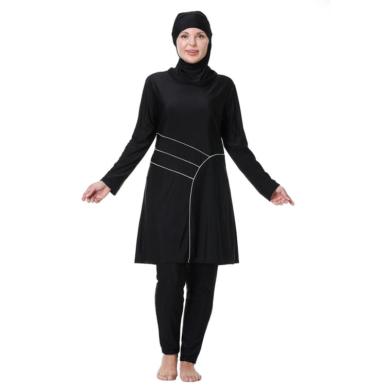 H1029 Muslim Women Fullcoverage  Long Sleeves Cover Up Burkinis Three Pieces Plus Size Swimwear Suits Khamik Shop Online