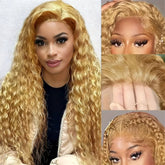 34 38Inch Honey Blonde Wig Human Hair Deep Wave 13x6 Hd Lace Frontal Wig 230 Density Preplucked 