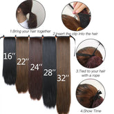 Straight Long Ponytail Extensions 22inch Natural Black Wrap Around Synthetic Hair Piece Pony Tail Hair Hairpieces for Women Girl Khamik Shop Online