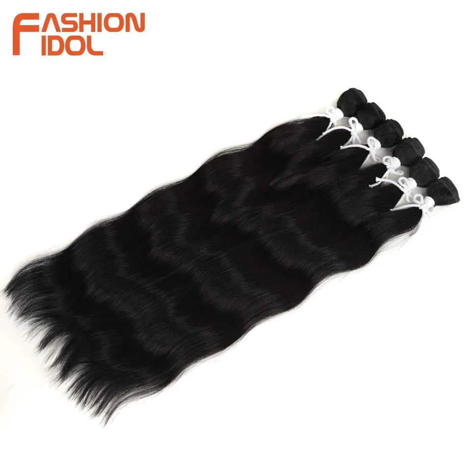 FASHION IDOL Water Wave Hair Bundles Synthetic Hair Extensions Ombre Blonde Hair Weave Bundles 6pcs 20" High Temperature Fiber Khamik Shop Online