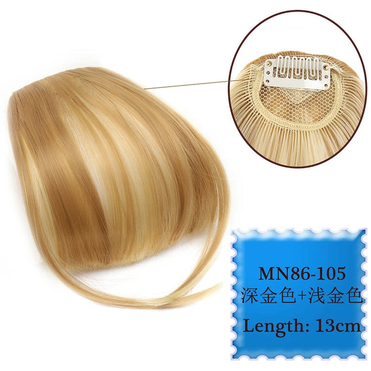 Synthetic Hair Clip In Bangs Brown Colored Invisible Front Fringes Clip in Hair Air Bangs Natural Black Fake Hair Bangs For Girl Khamik Shop Online