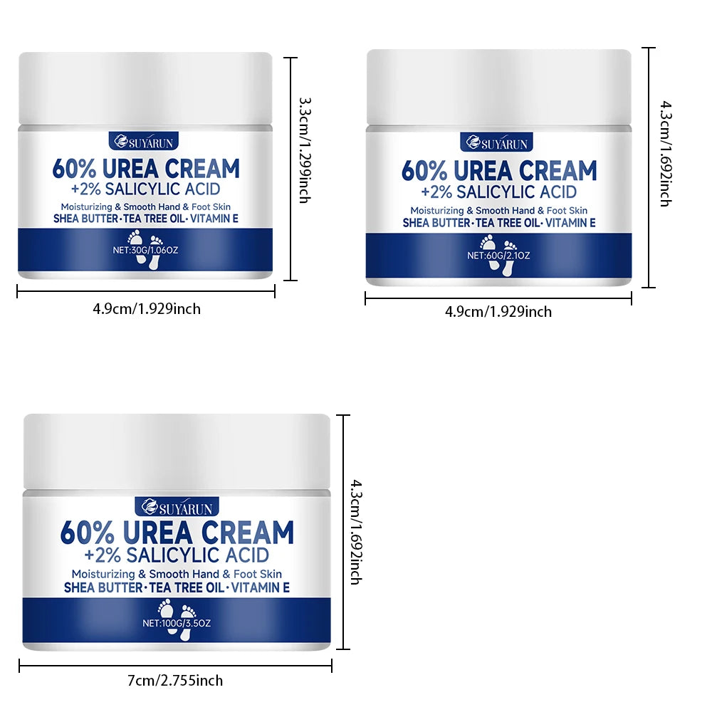 SUYARUN 60% Urea Foot Cream for Cracked Heels & Dry Skin - Intensive Moisturizing Treatment, Callus Remover, Diabetic Foot Care. Khamik Shop Online