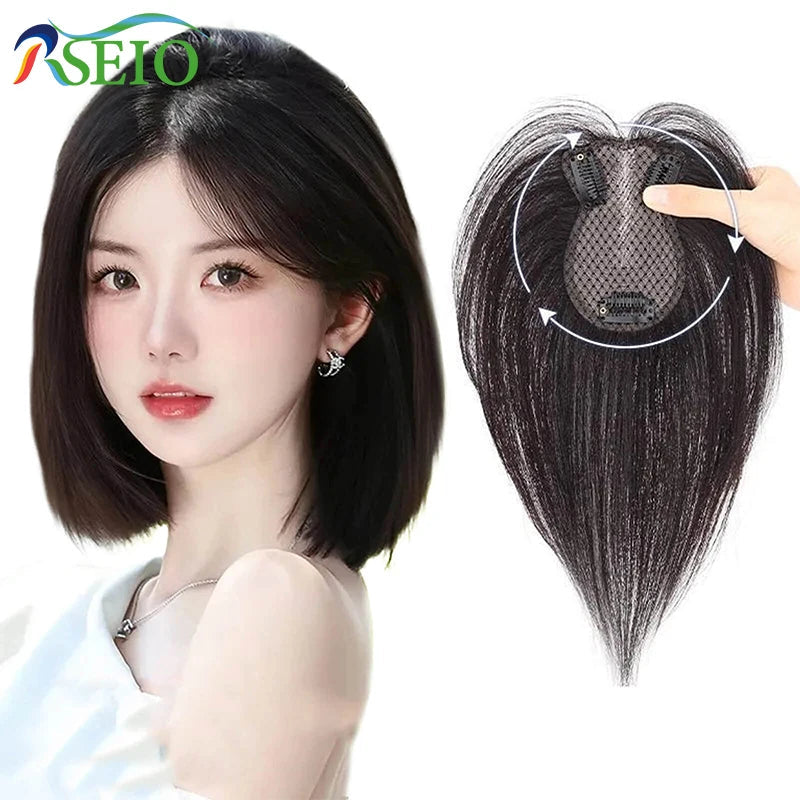 RSEIO Hair Toppers 7x11cm Women Topper Hair Natural Hair Wig 100% Human Hair Clip In Hair Extension For Women Khamik Shop Online