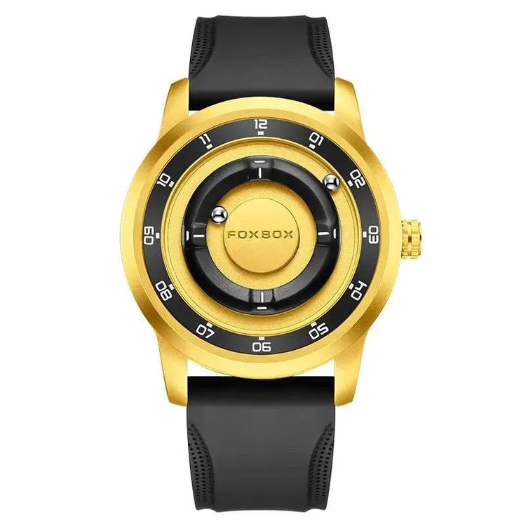 FOXBOX Magnetic Driven Watch Fashion Waterproof Quartz Wristwatch Rolling Steel Ball Pointer Sports Watches Military Clock+Box Khamik Shop Online