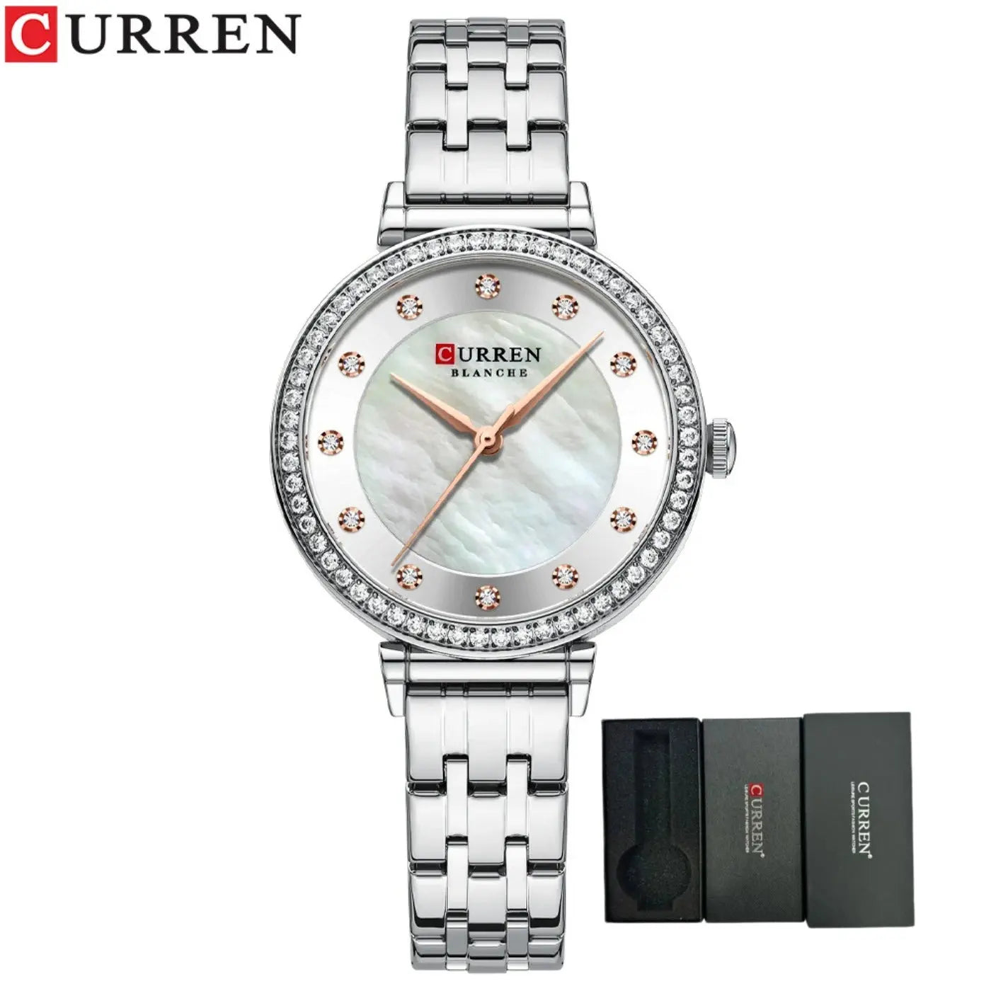 CURREN Top Brand Ladies Simple Fashion Quartz Watch Stainless Steel Classic Elegant Diamond Waterproof Ladies Watch Reloj Mujer Khamik Shop Online