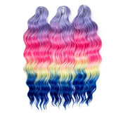 FREEDOM Synthetic Curly Braiding Hair Extensions 24 Inch/60 cm Long Deep Wavy Twist Crochet Braids Hair Ombre Brown Rainbow Hair Khamik Shop Online