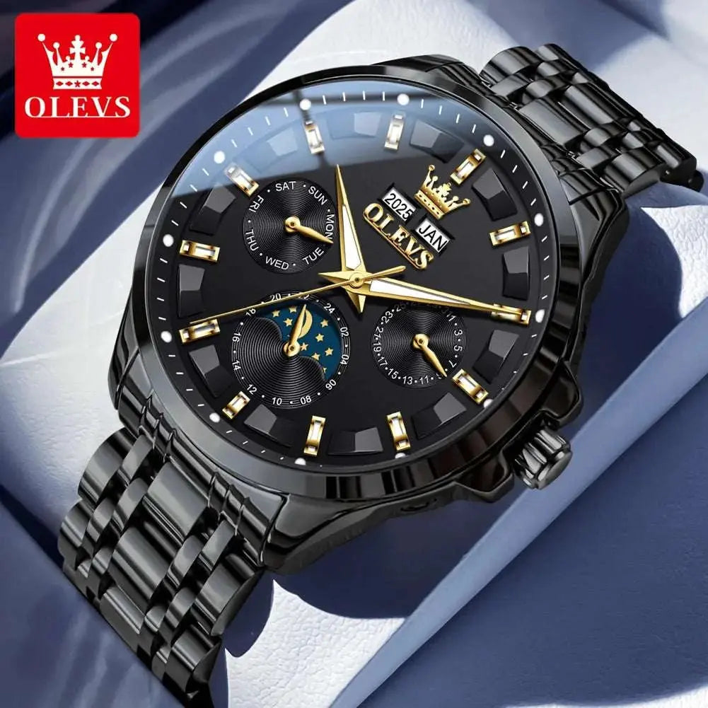 OLEVS 7070 Automatic Watch Men Moon phase Waterproof Men Watches Stainless steel Luxury Mechanical Watch for Men Khamik Shop Online