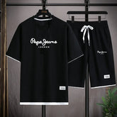 Fashionable casual T-shirt + shorts set for men. Men&