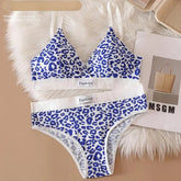 Women Push-Up Bra And Panties Set V-neck Non-wire Bra Low Waist Briefs Female Sexy Lingerie Cotton Leopard Print Underwear Set Khamik Shop Online