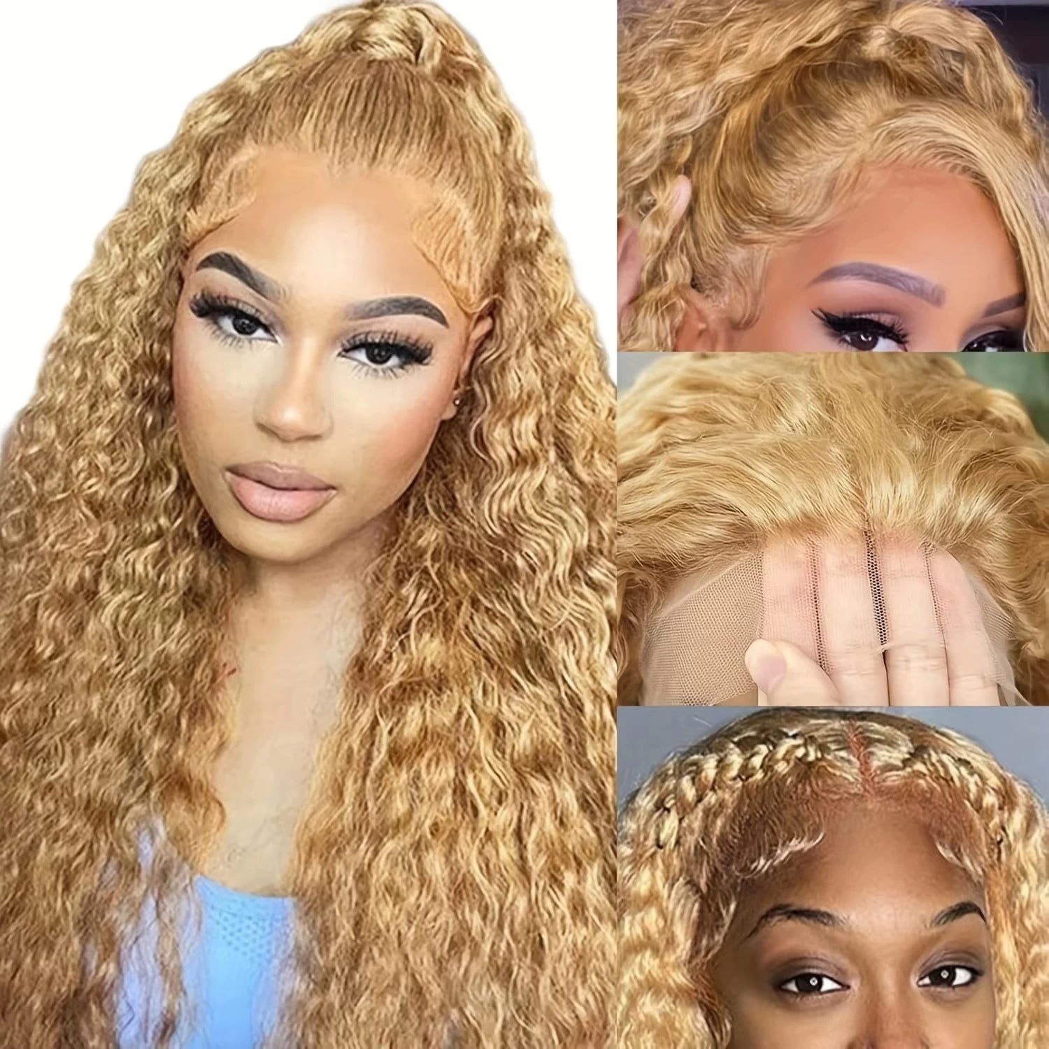SoGreat 27 Honey Blonde Wig Human Hair 13x6 Curly Wigs Deep Wave Lace Front Wig 13x4 Water Wave Human Hair Wig Colored Brazilian Khamik Shop Online