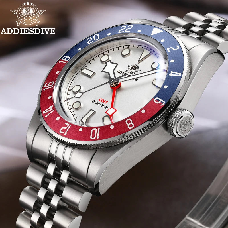 ADDIESDIVE Reloj Hombre Men Watches 20Bar Diving BGW9 Luminous AD2044 Swiss Ronda 515-24H GMT Watch Quartz Watch Khamik Shop Online