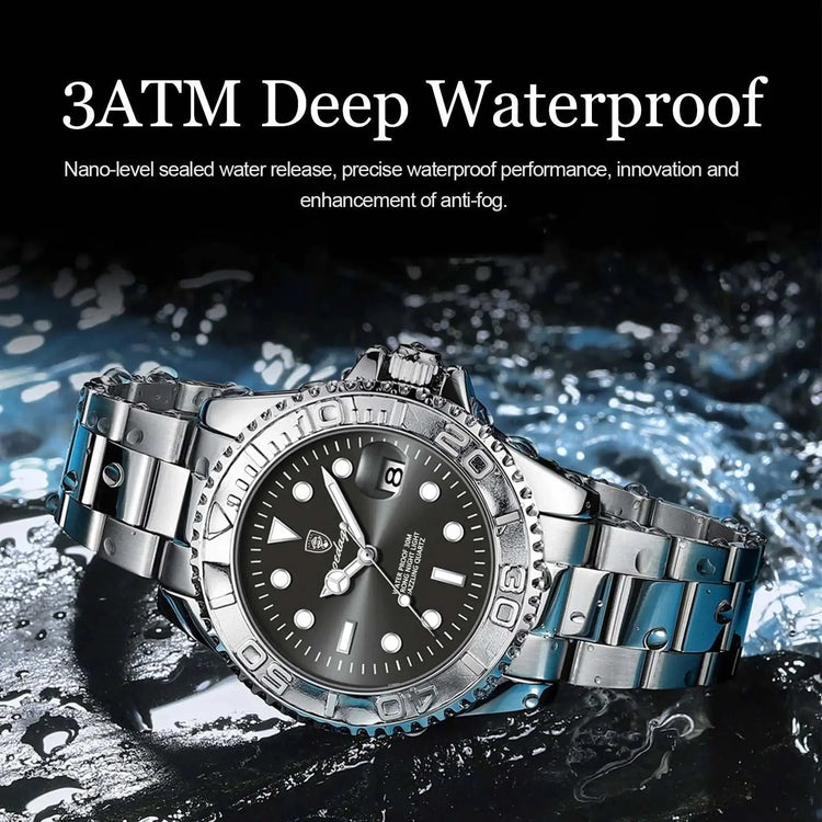 POEDAGAR Trendy Sport Man Watch Luminous Waterproof Stainless Steel Date Men Wristwatch Luxury Business Men&