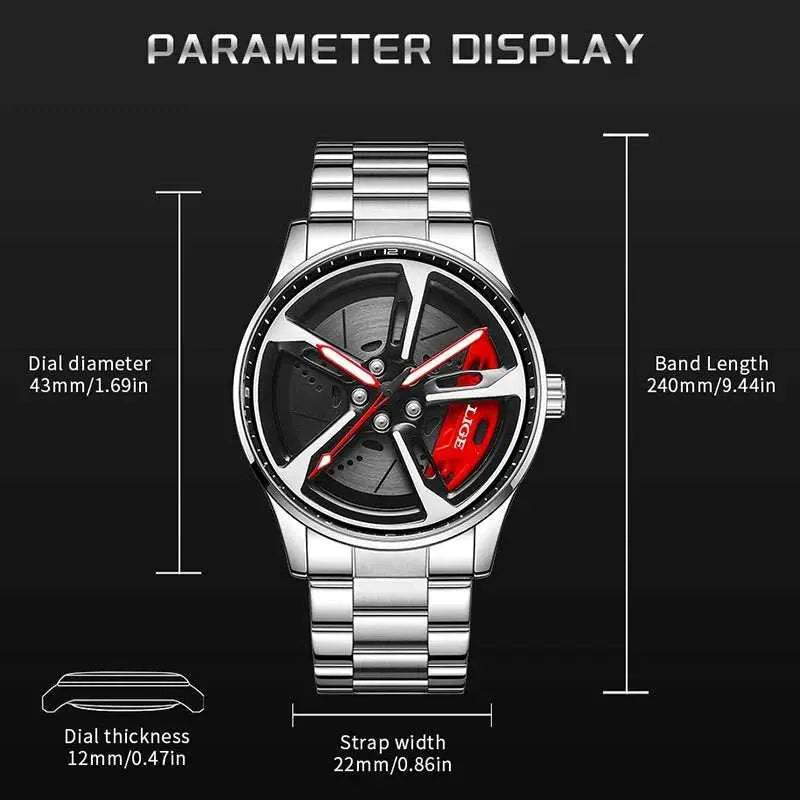 LIGE Unique Creative Quartz Man Watch Steel Band Casual Sports Waterproof Luminous Rotating Wheel Dial Watches for Men Gifts Box Khamik Shop Online